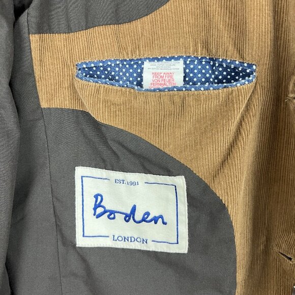 Boden Corduroy Blazer Jacket Sport Coat Mens 40R Tan Cotton Two Button Preppy - Picture 12 of 16